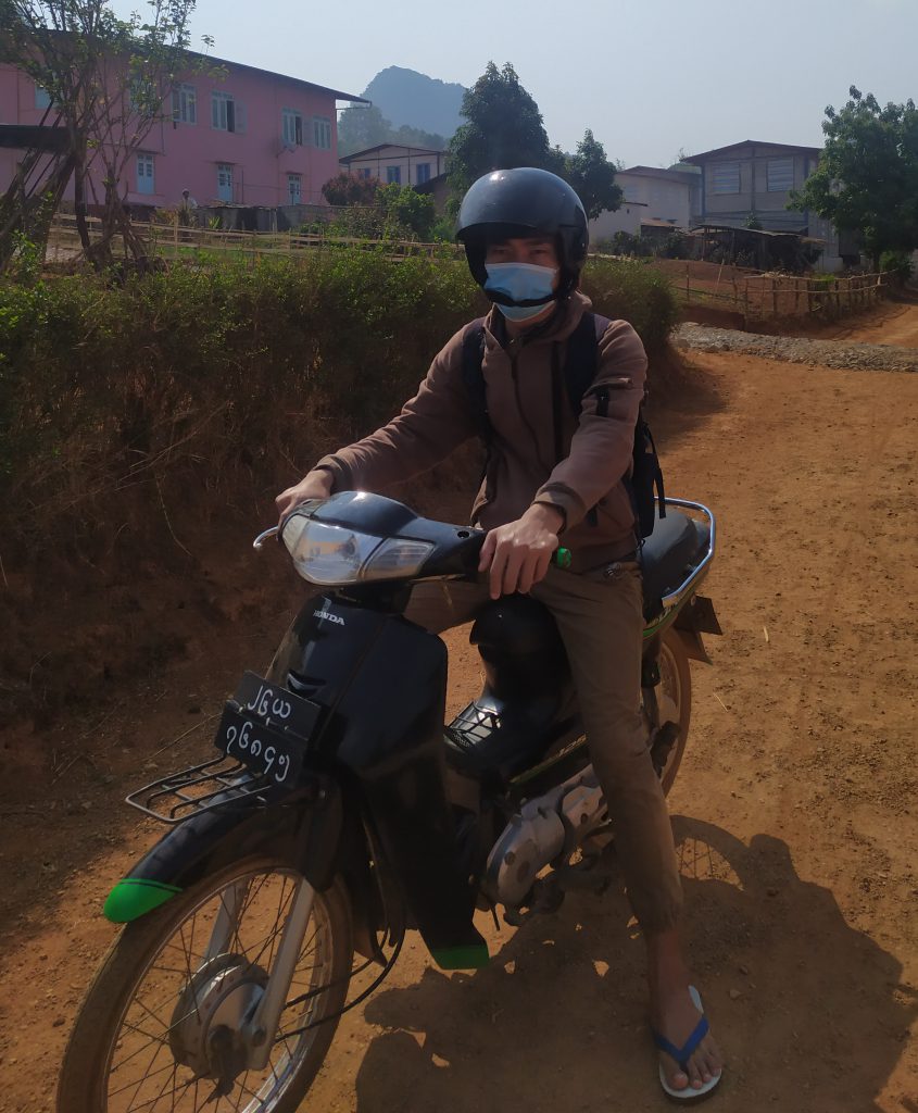 Going to the village for monitoring projects and wearing mask